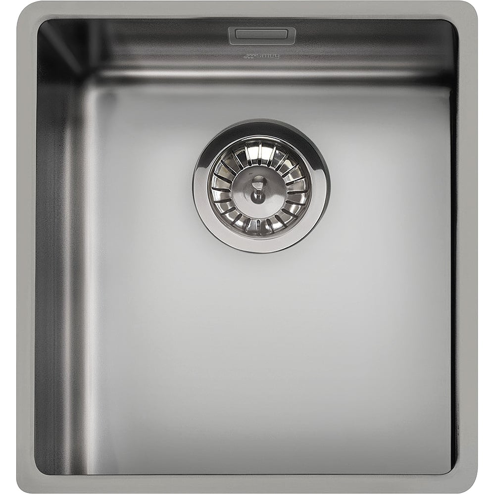 Мойка Smeg/ Мойка Smeg, штампованная, из нержавеющей стали, серия Mira, под столешницу, 34 см, толщина чаши 1 мм, цвет темная нержавеющая сталь