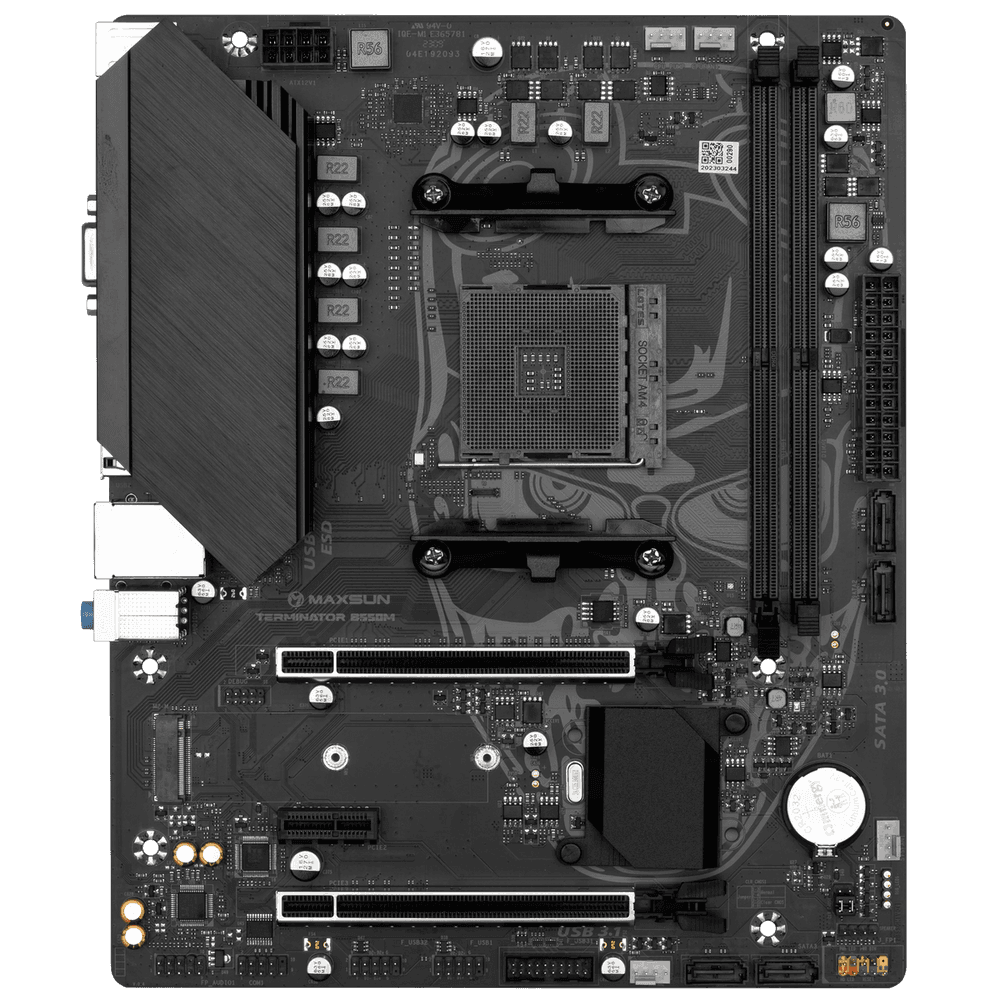 Материнская плата Maxsun MS-Terminator B550M B550, AM4, 2*DDR4, 1*PCIEx16, 1*PCIEx4, 1*PCIEx1, 1*M.2, 4*USB3.2Gen1, 6*USB2.0, 4*SATA3.0, 1G, VGA, HDMI, M-ATX, RTL