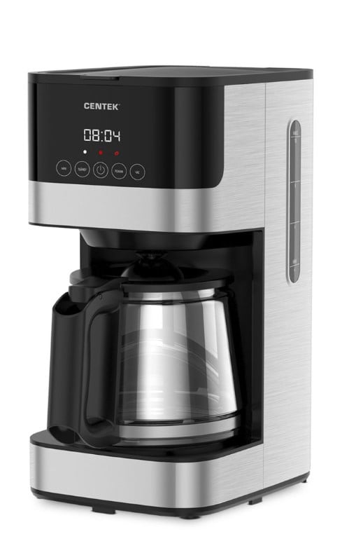 Кофеварка Centek CT-1150 (черн/сталь)  капельная 1000Вт, 1.5л, капля стоп, подогрев, сенсор, LED