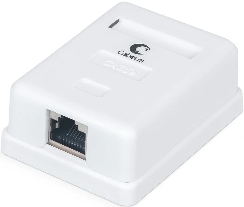 Cabeus WS-8P8C-Cat.5e-SH-1 Розетка компьютерная RJ-45(8P8C), категория 5e, экранированная, одинарная, внешняя, Dual IDC