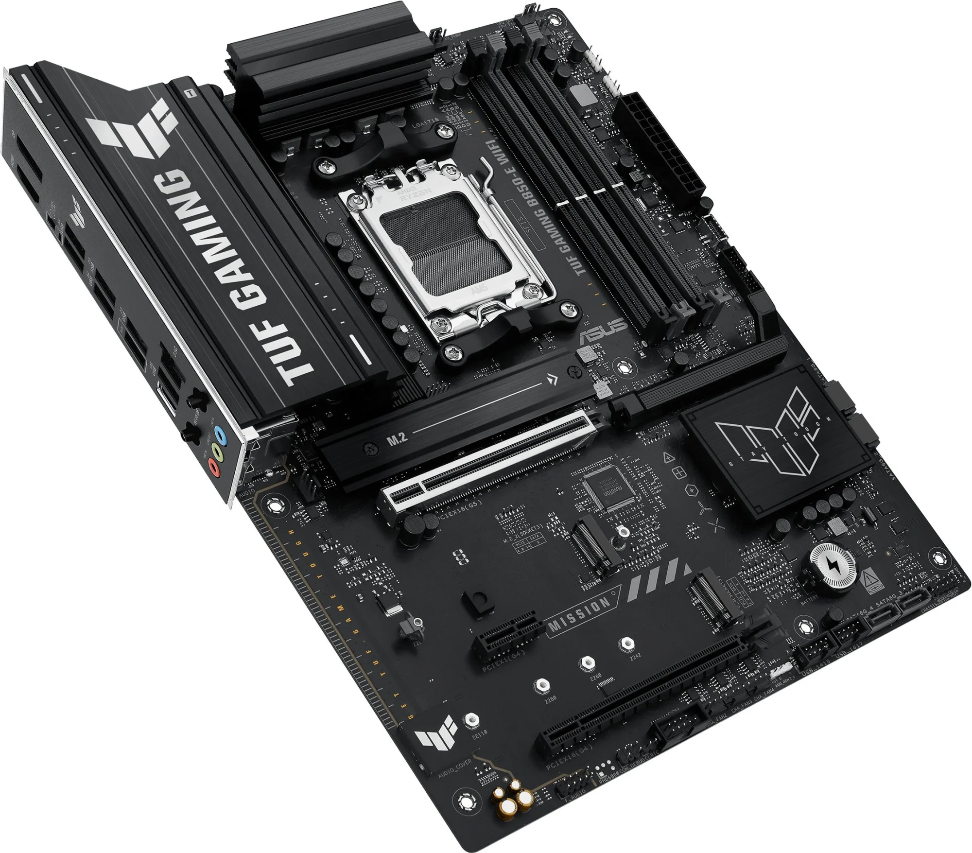 Материнская плата ASUS TUF GAMING B850-E WIFI, AM5, B850, 4*DDR5, 4*SATA, 3*M.2, 4*USB 3.2, 3*USB 2.0, Type-C, 3*PCIx16, 1*PCIx1, DP+HDMI, ATX; 90MB1L20-M0EAY0