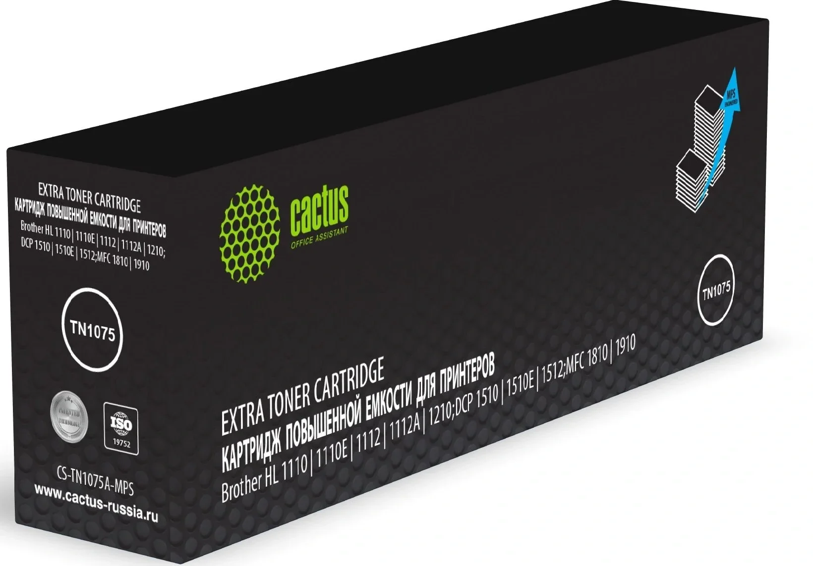 -/ Картридж лазерный Cactus CS-TN1075A-MPS TN1075 черный (2000стр.) для Brother HL-1110/1112/1510/1512/1810/1815
