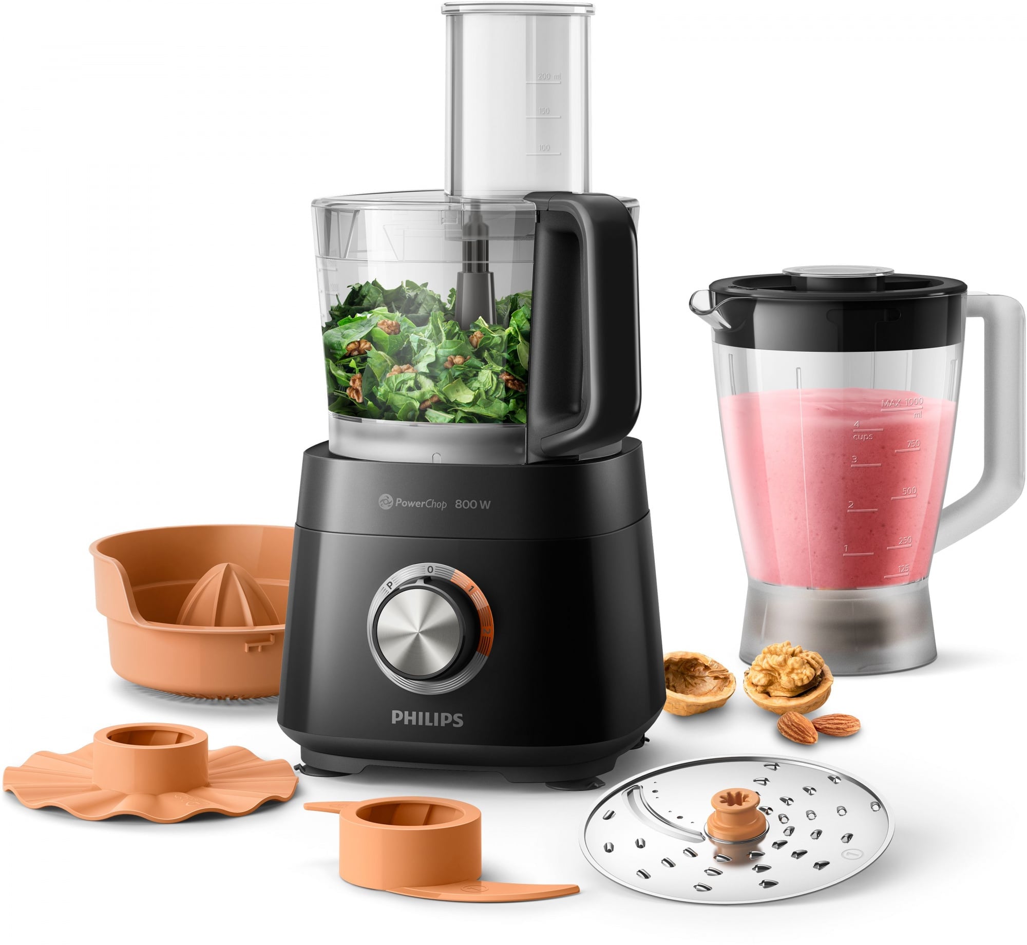 Кухонный комбайн Philips Viva Collection HR7510/10 6 в 1, 800 Вт, Насадки: 5, Скорости: 2+турбо