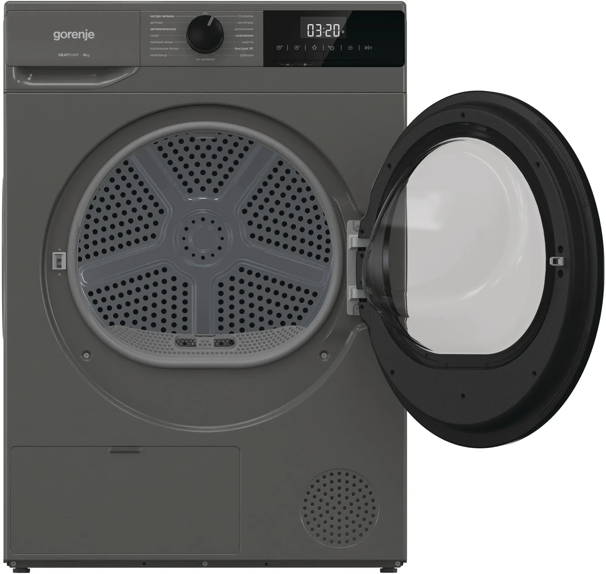 Сушильная машина Gorenje D2HNE82/C серый, 8 кг, сушка - тепловой насос, программ - 15, 59.5 x 84.5 x 58 см