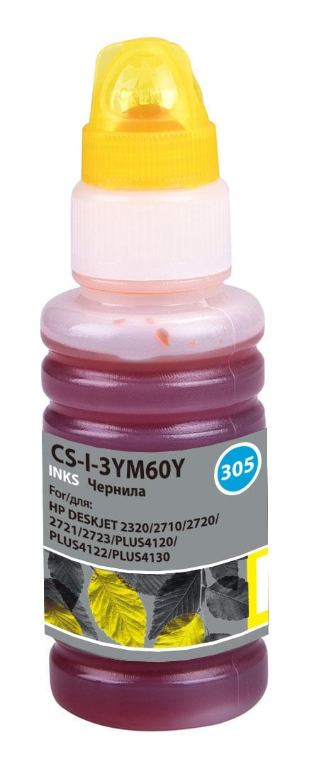 -/ Чернила Cactus CS-I-3YM60Y №305 желтый 100мл для HP DeskJet 2710/2120/2721/2722/2723