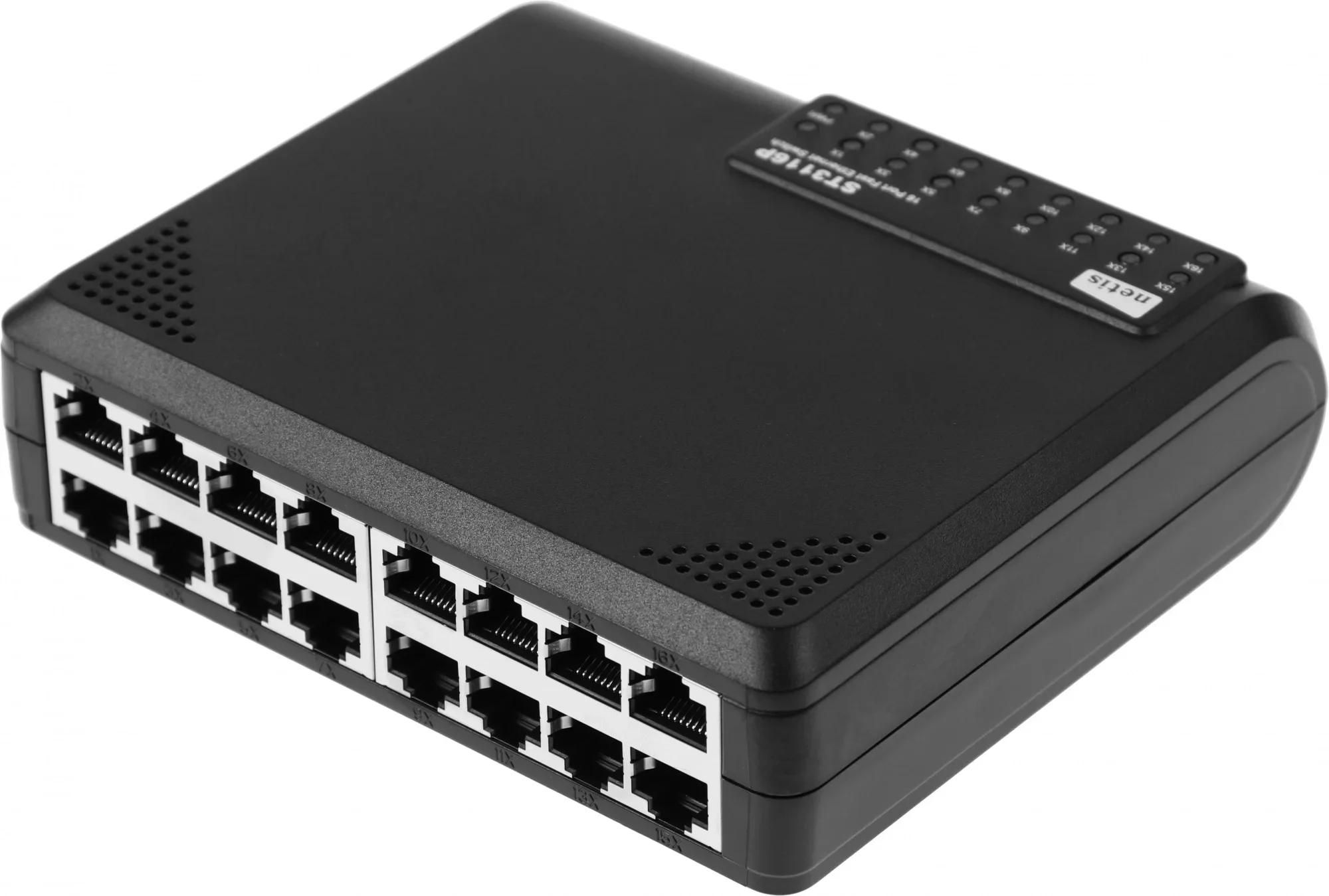 Netis ST3116P Коммутатор, неуправляемый 16-портовый 10/100 Мбит/с, 16 порта RJ45 10/100 Мбит/с, настольный, пластиковый корпус