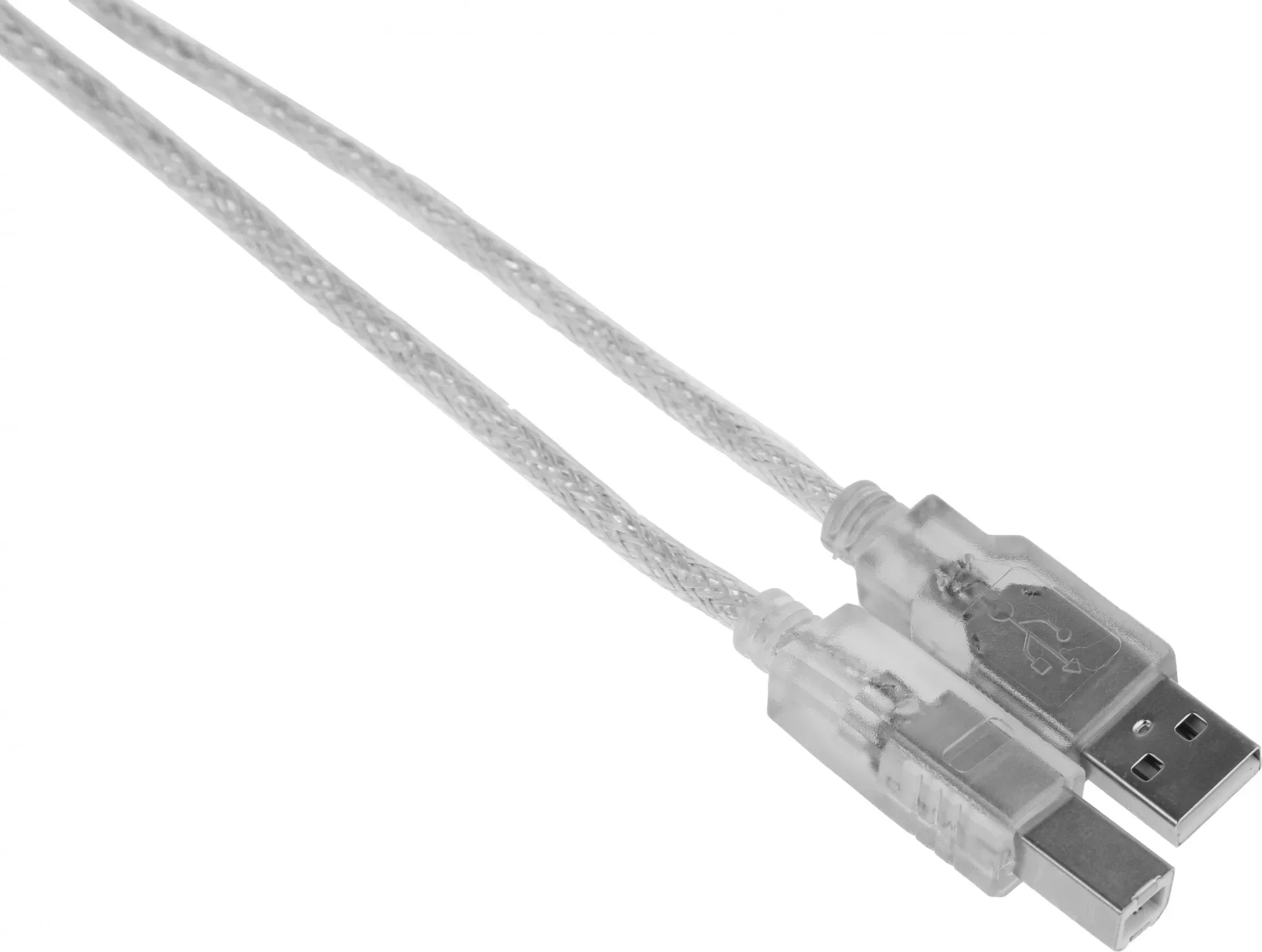 Кабель USB2.0 Buro USB A(m) -  USB B(m),  1.8м,  прозрачный [usb2.0-am/bm-trans]