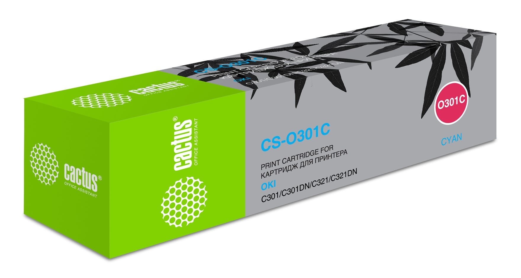 -/ Картридж лазерный Cactus 44973543 CS-O301C 44973543 голубой (1500стр.) для Oki C301/321