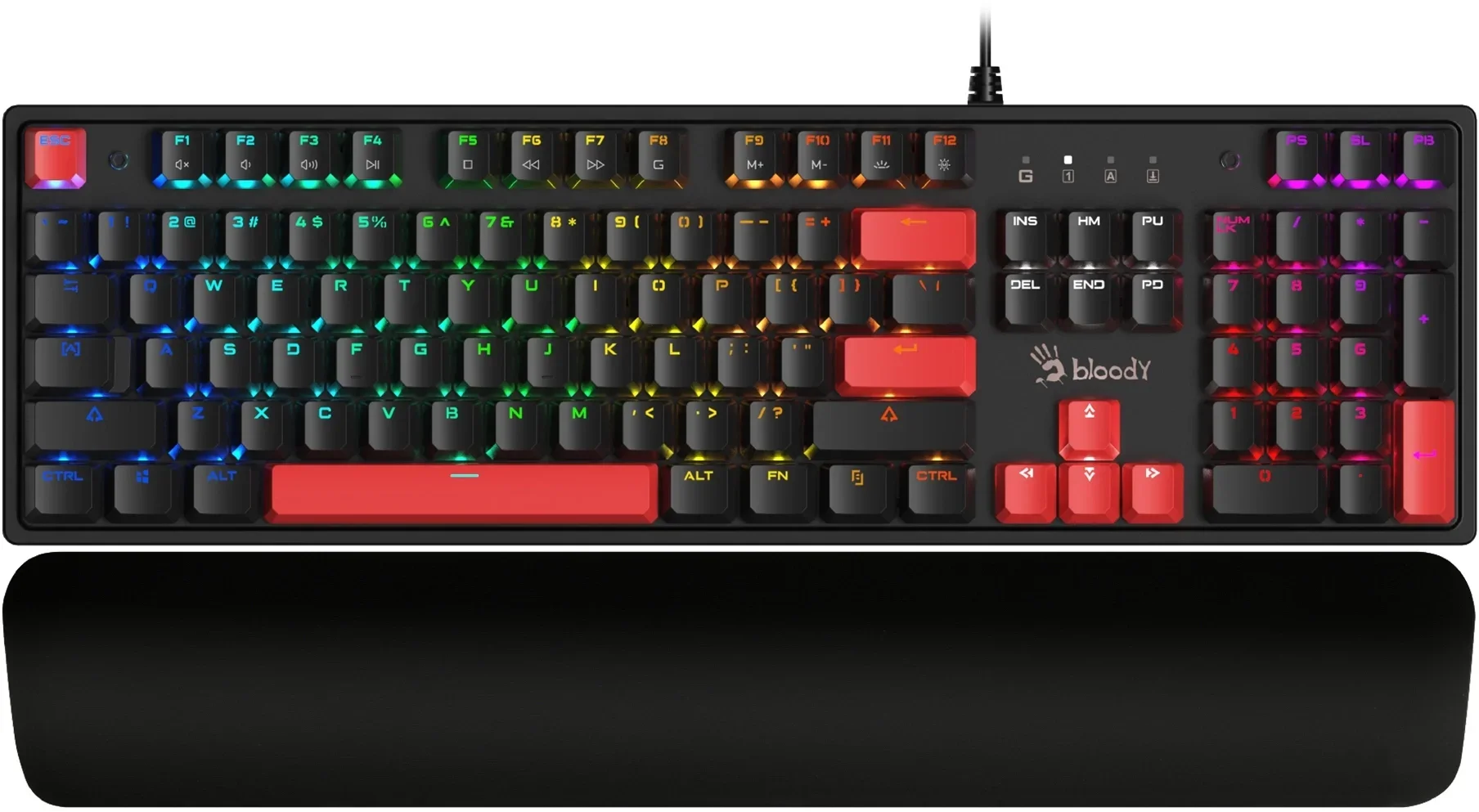 Клавиатура A4Tech S515R механическая черный USB for gamer LED (подставка для запястий) (S515R FIRE BLACK) кабель 1.8м
