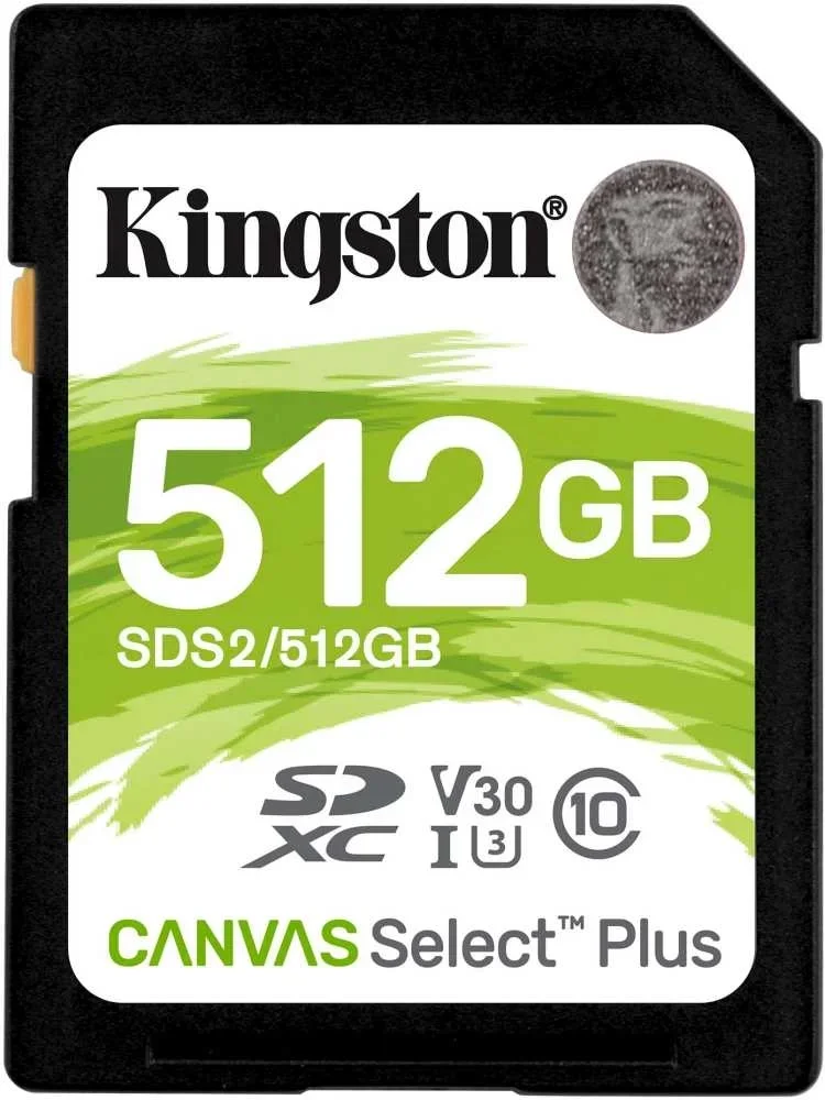 SecureDigital 512Gb Kingston SDS2/512GB {SDXC Class 10 UHS-I U3 Canvas Select Plus}