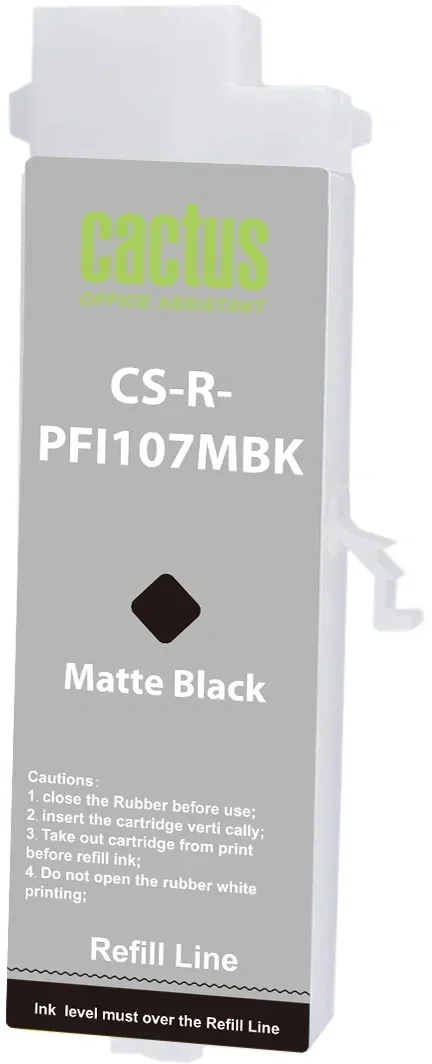 Картридж перезаправляемый струйный  Cactus CS-R-PFI107MBK черный матовый (260мл) для Canon imageProGRAF iPF670/680/685/770/780/785 без чипа