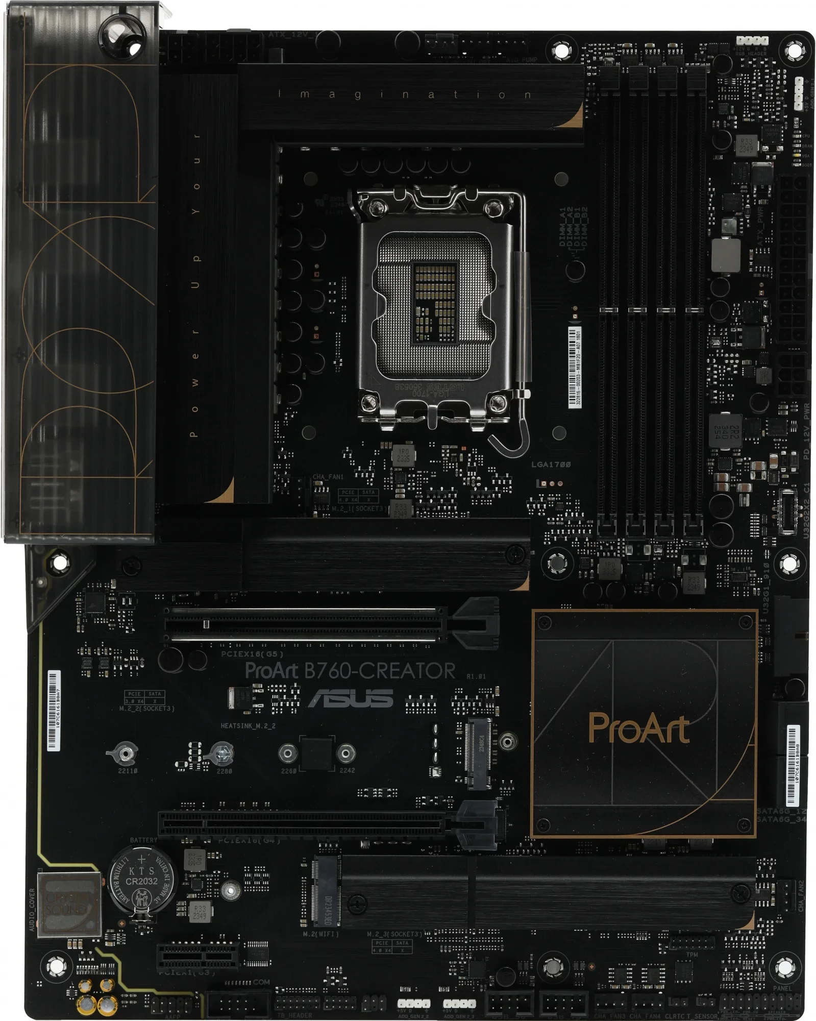Материнская плата ASUS ProArt B760-CREATOR, LGA 1700, Intel B760, 4xDDR5, 4xSATA, 3xM.2, 1xPCIe 4.0 x4, 1xPCIe 5.0 x16, 2x 2.5Gb LAN, 1xUSB-C 3.2 Gen 2, 2xUSB-A 3.2 Gen 2, 3xUSB-A 3.2 Gen 1, 5x3.5 мм, 7.1, ATX