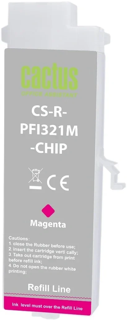 Картридж струйный Cactus CS-R-PFI321M-CHIP PFI-321 пурпурный (260мл) для Canon imagePROGRAF TM-200/200MFP/205/300/300MFP/305/250/255/350/355 с чипом