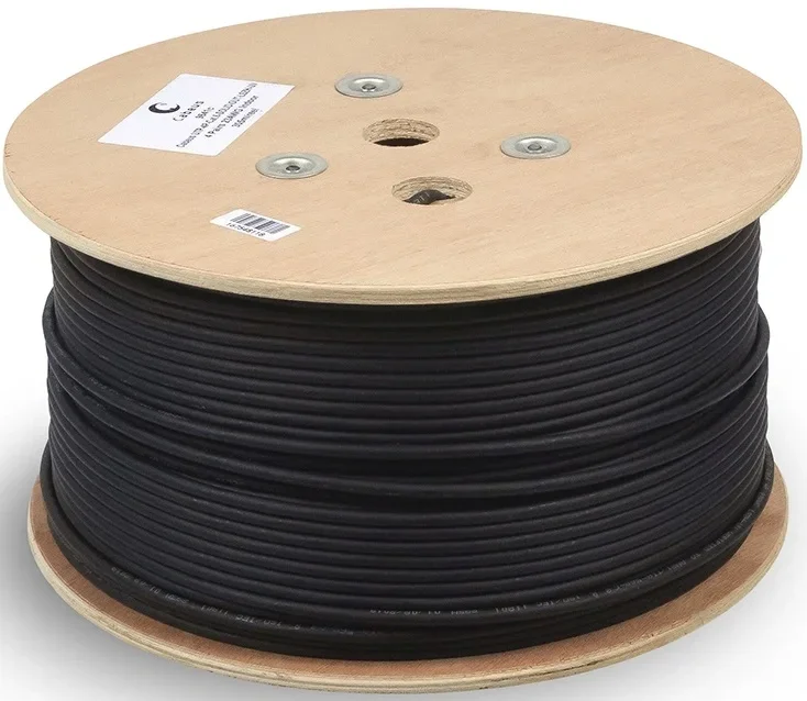 Cabeus FTP-4P-Cat.5e-SOLID-OUT-LSZH-UV Кабель витая пара экранированная FTP (F/UTP), категория 5e, 4 пары (24 AWG), одножильный, экран - фольга, для внутренней и внешней прокладки (+75 C - -40 C), LSZH-UV (305 м) 305м