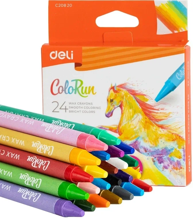 Восковые мелки Deli EC20820 Colorun 24 цвета, картонная коробка с европодвесом