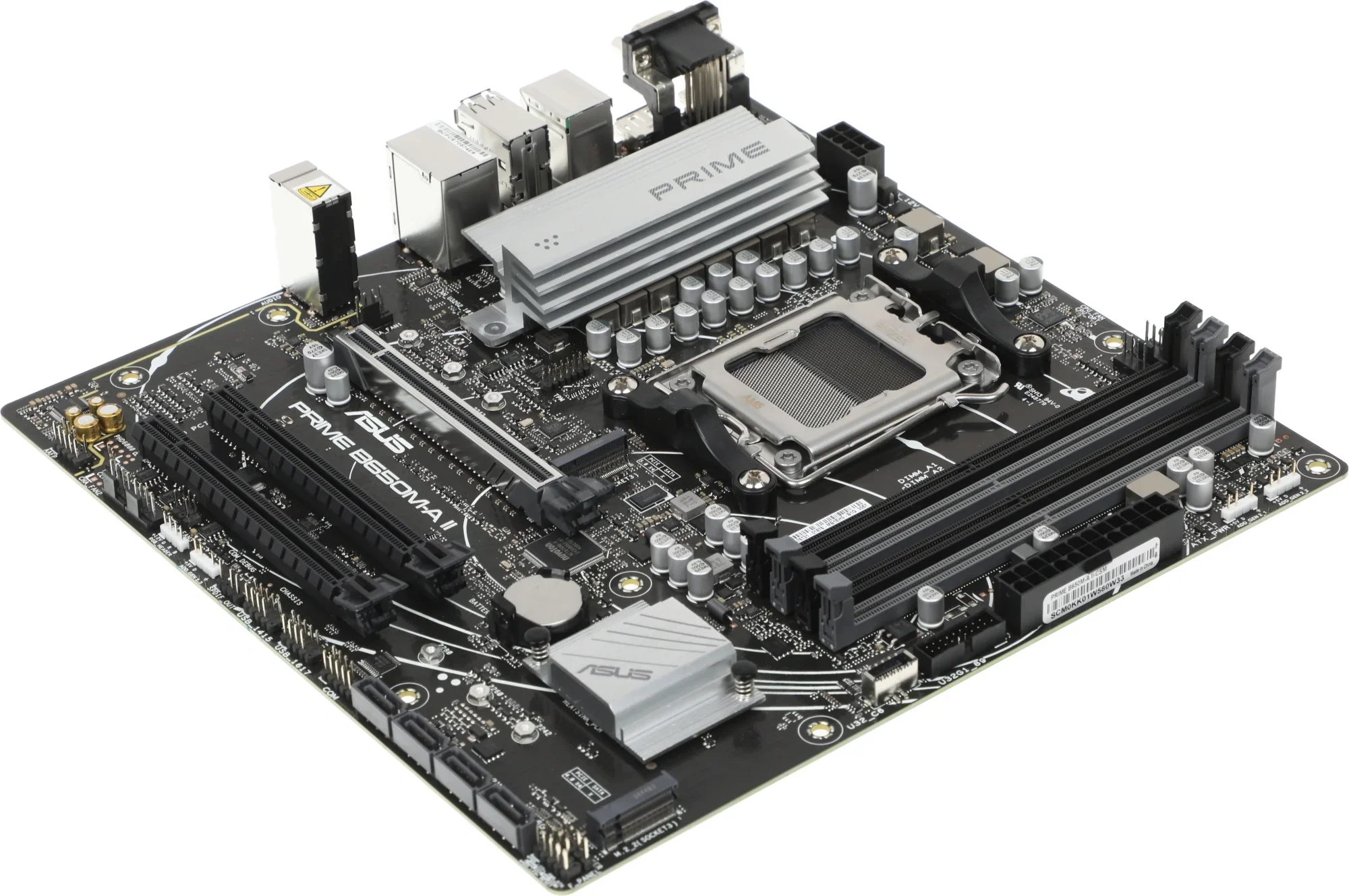 Материнская плата ASUS PRIME B650M-A II-CSM, AM5, B650, 4*DDR5, 4*SATA, 2*M.2, 4*USB 3.2, 4*USB 2.0, 4*PCIx16, DP+HDMI+VGA, mATX; 90MB1EH0-M0EAYC