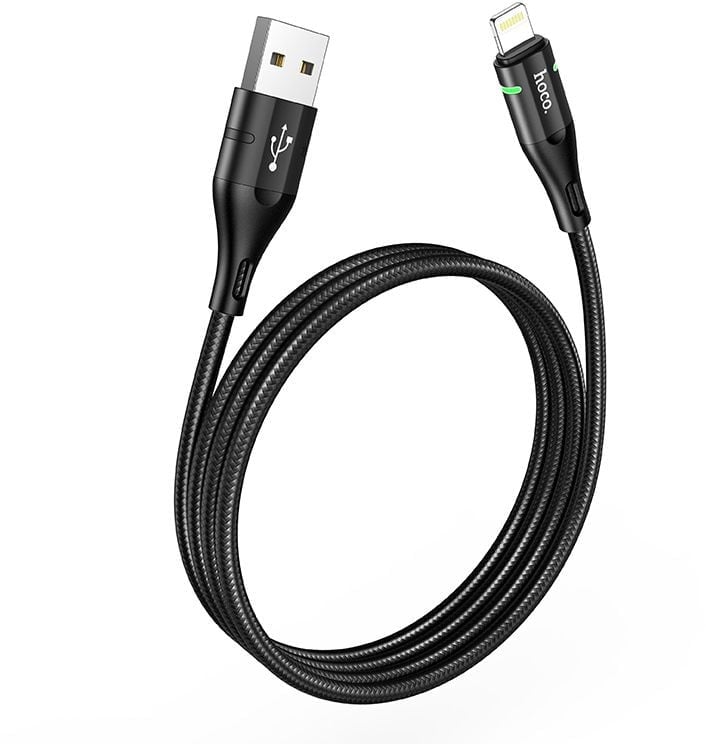 Кабель Hoco U93 Shadow iP USB (m)-Lightning (m) 1.2м черный коробка