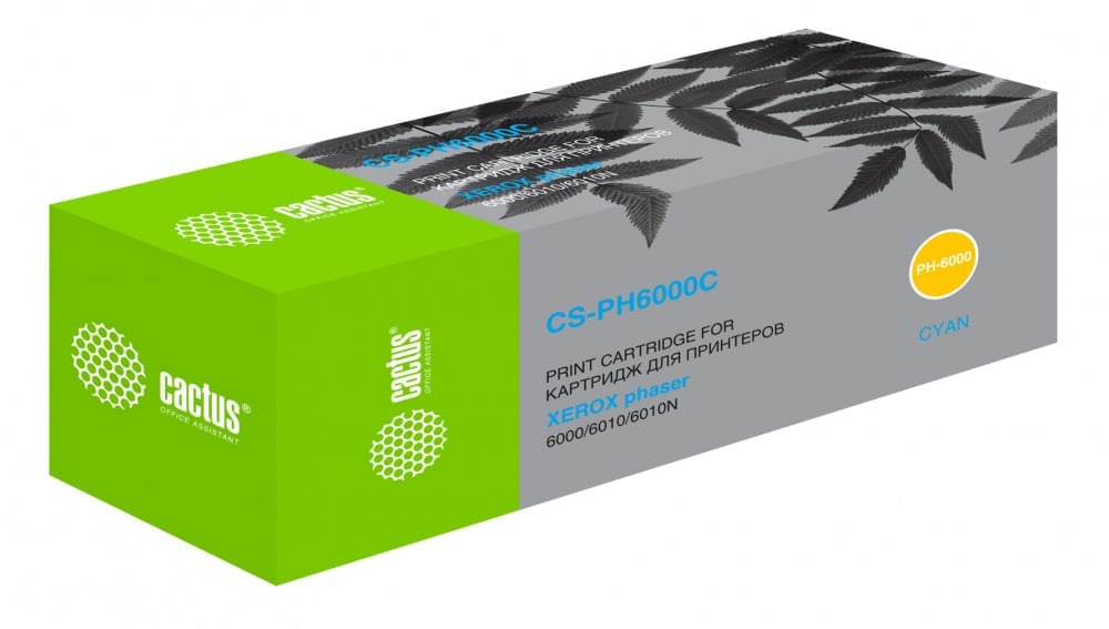 -/ Картридж лазерный Cactus CS-PH6000C 106R01631 голубой (1000стр.) для Xerox Phaser 6000/6010