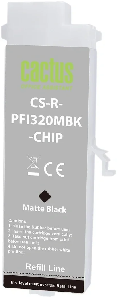 Картридж перезаправляемый струйный Cactus CS-R-PFI320MBK-CHIP PFI-320 черный матовый (260мл) для Canon imagePROGRAF TM-200/200MFP/205/300/300MFP/305/250/255/350/355 с чипом