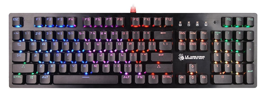 Клавиатура A4Tech B820R механическая черный USB for gamer LED (B820R BLACK (RED SWITCH)) кабель 1.8м