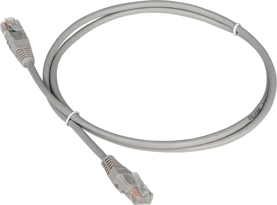 Патч-корд LANMASTER - TWT, UTP, кат. 5e, 2 x RJ-45, RJ-45 - RJ-45, ПВХ, серый, 0.5 м, с заливными колпачками, TWT2-45-45-0.5-GY