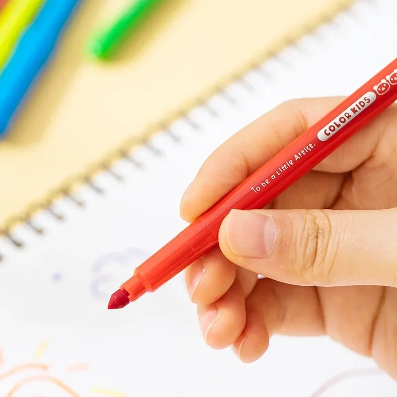 Фломастеры Deli EC161-18 Color Kids, круглый корпус, конический пишущий наконечник, вентилируемый колпачок, 18 цветов, пакет с европодвесом