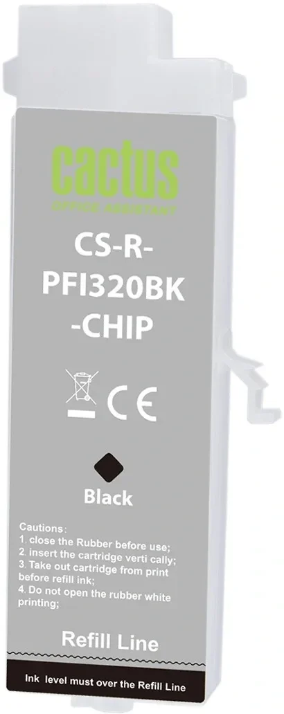 Картридж перезаправляемый струйный Cactus CS-R-PFI320BK-CHIP PFI-320BK черный (260мл) для Canon imagePROGRAF TM-200/200MFP/205/300/300MFP/305/250/255/350/355 с чипом