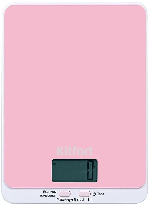 Весы кухонные электронные Kitfort KT-803-2 макс.вес:5кг розовый