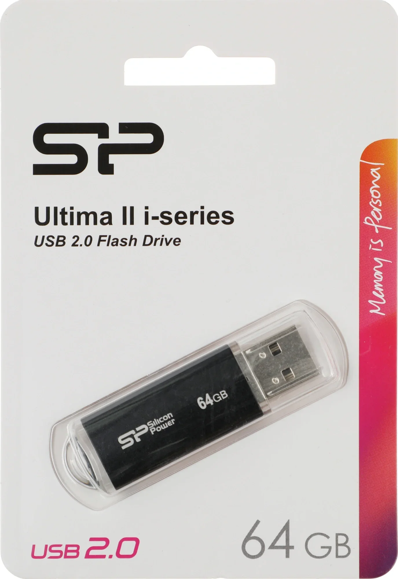 Флешка USB Silicon Power R/W USB 64Gb Ultima II SP064Gb,UF2M01V1K USB 2.0, черный