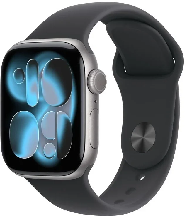 Умные часы Apple Watch Series 11 A3331 42мм OLED корп.серый космос Sport Band рем.черный разм.брасл.:M/L (MEQX4AM/A)