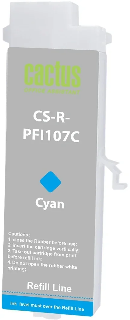 Картридж перезаправляемый струйный  Cactus CS-R-PFI107C голубой (260мл) для Canon imageProGRAF iPF670/680/685/770/780/785 без чипа