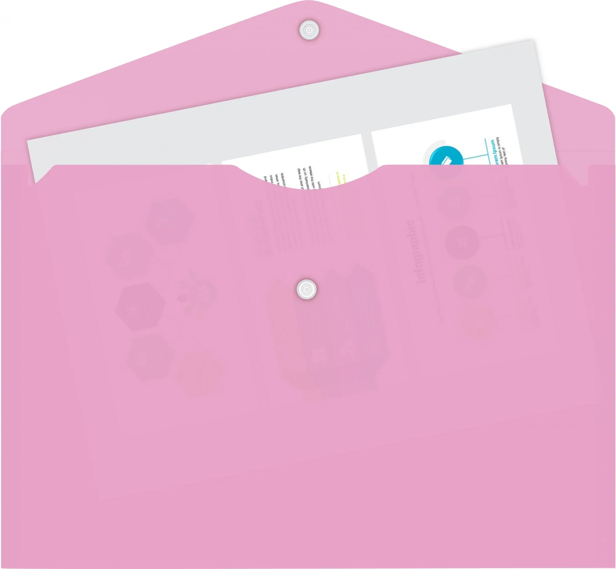 Конверт на кнопке Бюрократ Pastel PKPAST/PINK A4, пластик, 0.18мм, розовый