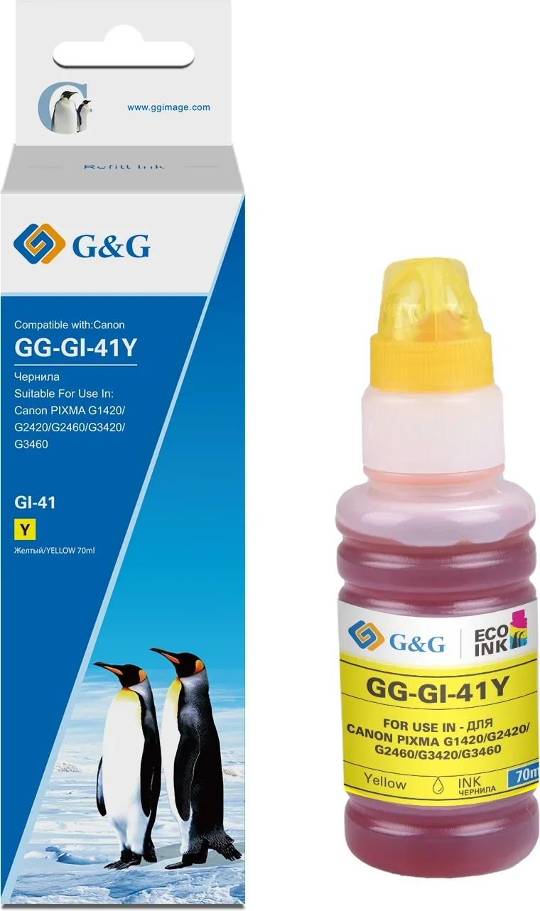 Чернила G&G GG-GI-41Y желтый 140мл для Canon PIXMA G1420/G1430/G2420/G2430/G2460/G3420