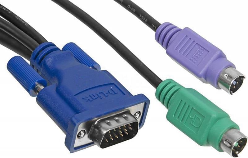 Переключатель D-Link DKVM-CB5Кабель KVM для подключения клавиатуры, мыши и монитора, длина 4,5 м