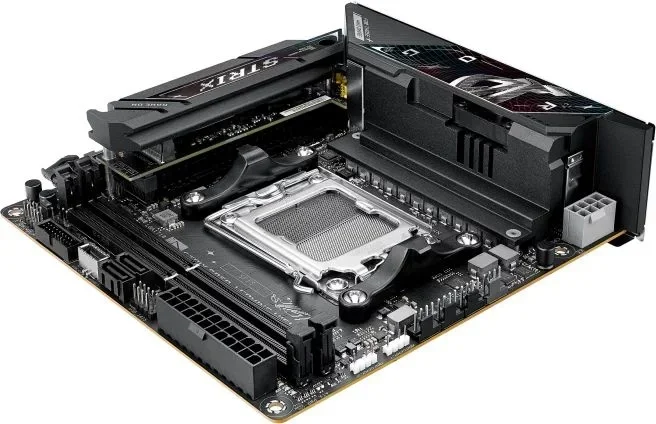 ASUS ROG STRIX B850-I GAMING WIFI (Socket AM5, mITX, 2xDDR5(128GB), HDMI/USB 10Gbps, 1xPCIe 5.0x16/1xLAN (2.5GbE), Wi-Fi 7, 2xSATA 6Gb/s, 2xM.2, 2xType-C, 4xUSB 3.2, 2xUSB 2.0)