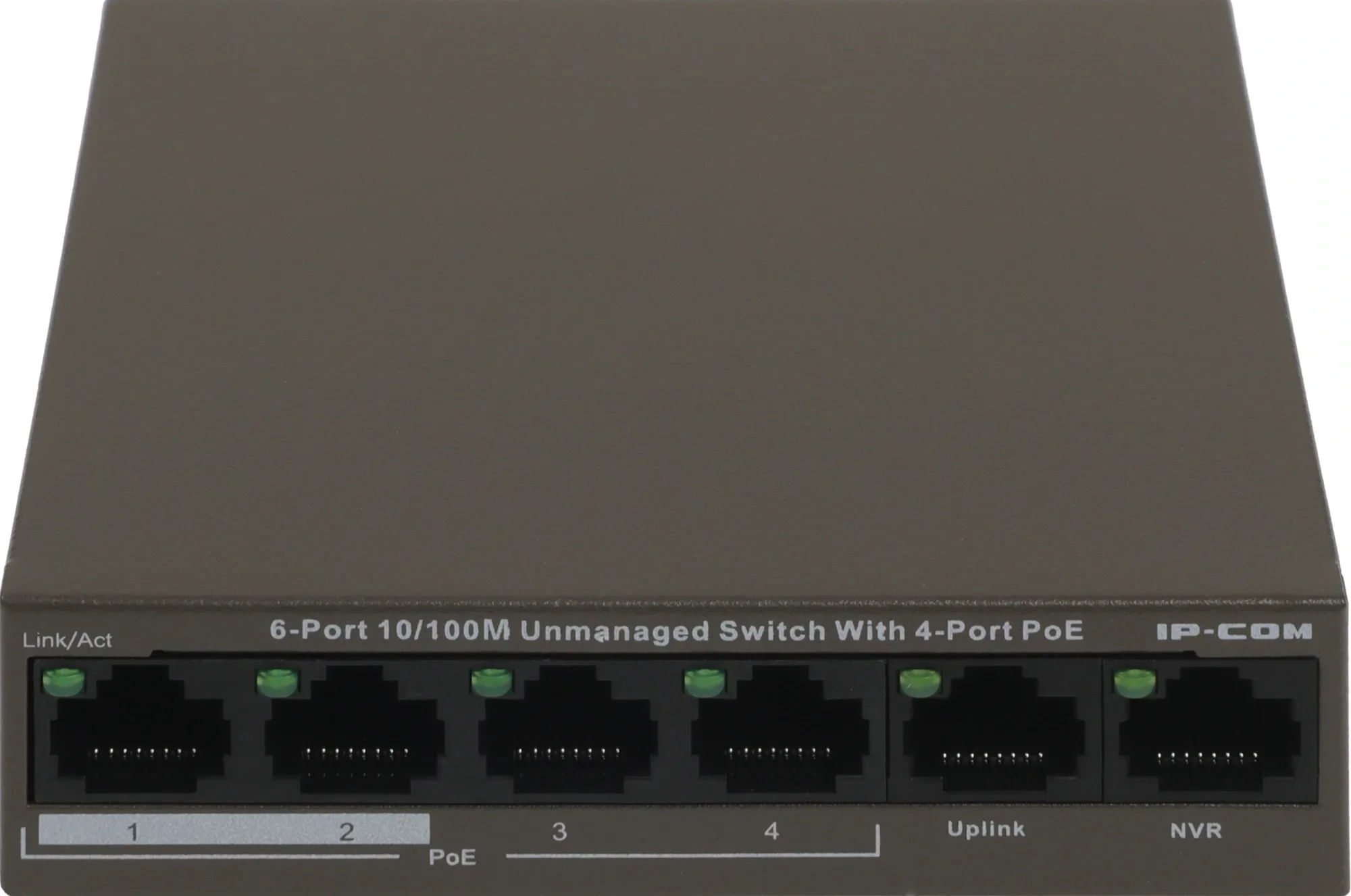 IP-COM F1106P-4-63W Коммутатор неуправляемый PoE, 6 портов, 6x100 Мбит/с, PoE 4x30 Вт, настольный, металлический корпус