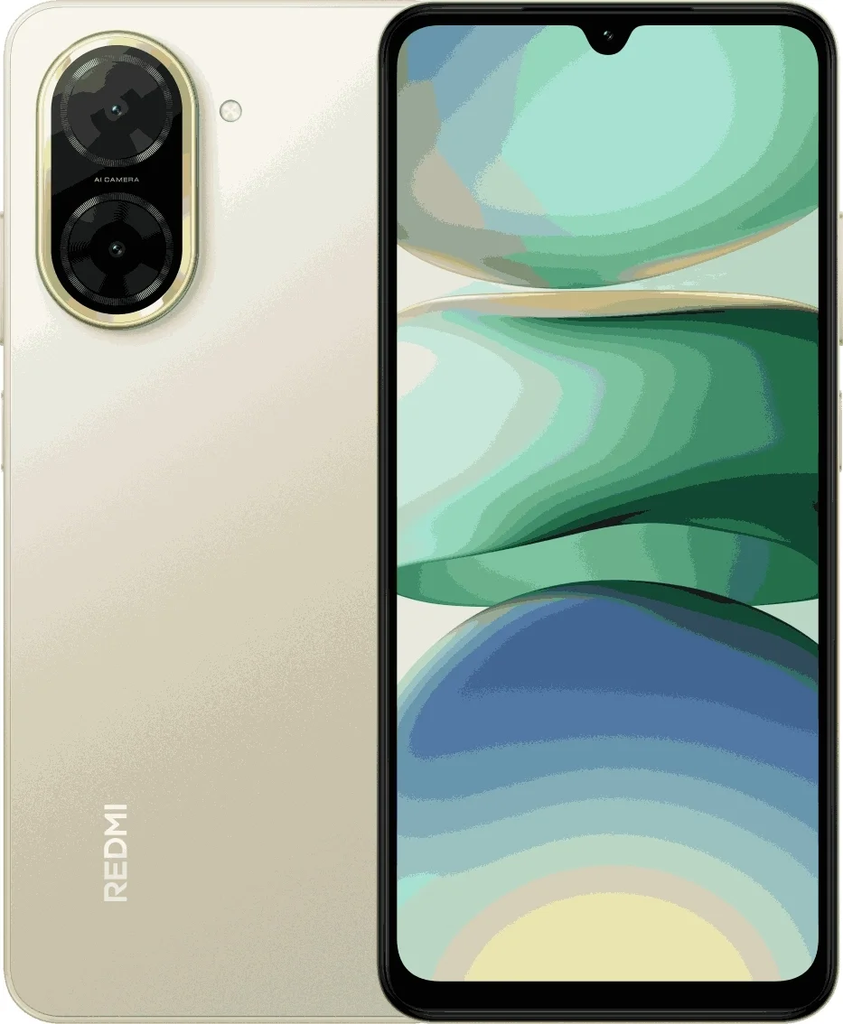 Смартфон Xiaomi Redmi A5 128Gb 4Gb золотой моноблок 3G 4G 2Sim 6.88" 720x1640 Android 15 Go 32Mpix 802.11 a/b/g/n/ac GPS FM microSD max2048Gb