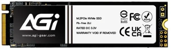 Накопитель SSD AGI AI828, 2Tb, PCIe 4.0 x4, M.2 2280, NVMe, R/W 7400/6700