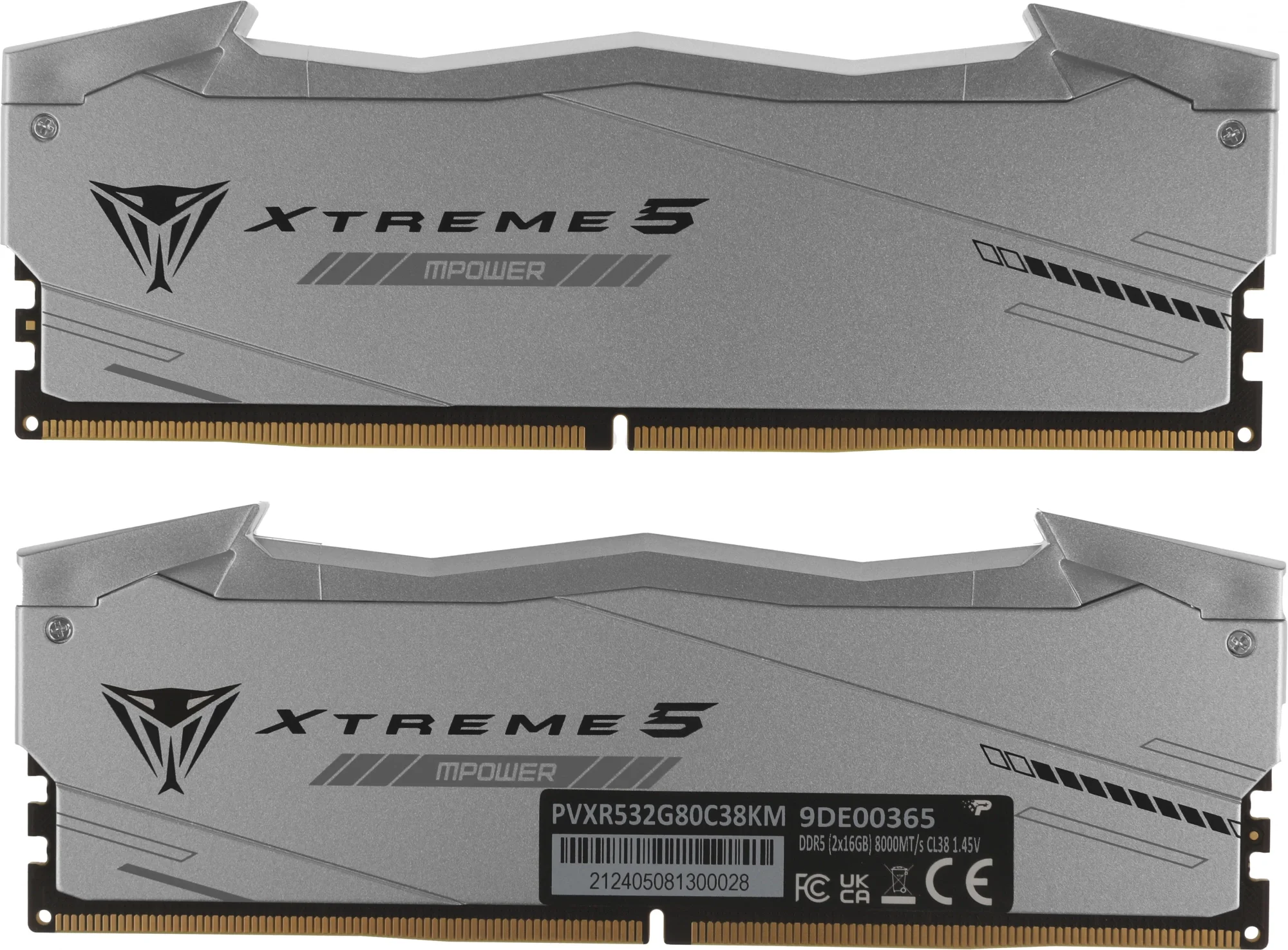 Память DDR5 2x16GB 8000MHz Patriot PVXR532G80C38KM Viper Xtreme 5 RGB RTL Gaming PC5-64000 CL38 DIMM 288-pin 1.45В с радиатором Ret