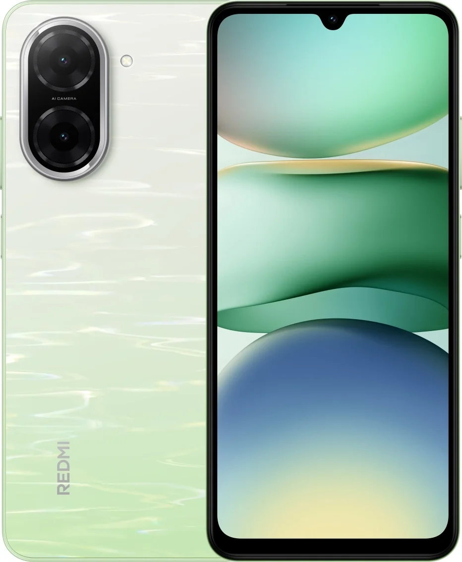 Смартфон Xiaomi Redmi A5 128Gb 4Gb зеленый моноблок 3G 4G 2Sim 6.88" 720x1640 Android 15 Go 32Mpix 802.11 a/b/g/n/ac GPS FM microSD max2048Gb