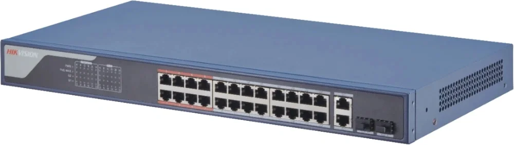 Коммутатор Hikvision DS-3E1326P-SI (L2) 24x100Мбит/с 2x1Гбит/с 2xКомбо(1000BASE-T/SFP) 24PoE 370W управляемый