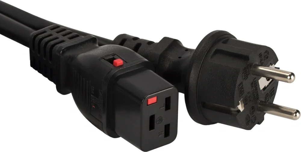 Шнур питания Lanmaster LAN-PP19L/SH-3.0-BK C19-Schuko проводник.:3x1.5мм2 3м 220В 16А черный