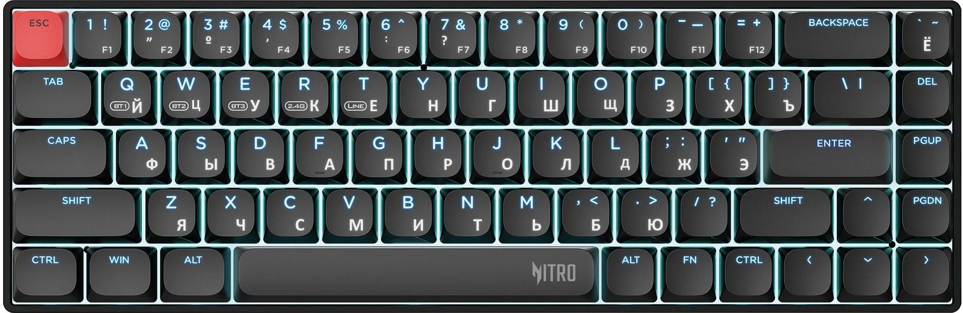 Клавиатура механическая Acer - Nitro OKR400, Беспроводная, 10 метров, USB, gaming, illumination keys, цвет чёрный, ZL.KBDEE.01A