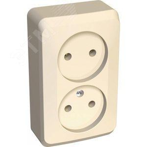 Schneider Electric PA16-005K ЭТЮД Розетка двойная наружная без заземления  без шторок бежевая