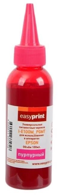 Чернила Easyprint I-E100M_PGMT, 100мл, пурпурный, совместимые, пигментные для Epson универсальные (I-E100M_PGMT)