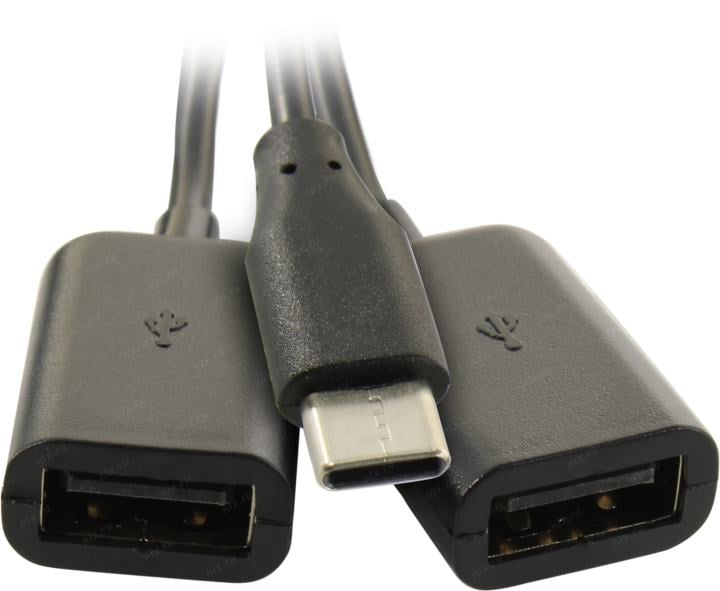 KS-is Переходник OTG USB Type-C - 2xUSB 2.0 KS-is (KS-813), вилка - розетка, cкорость передачи: до 480 Мб/сек