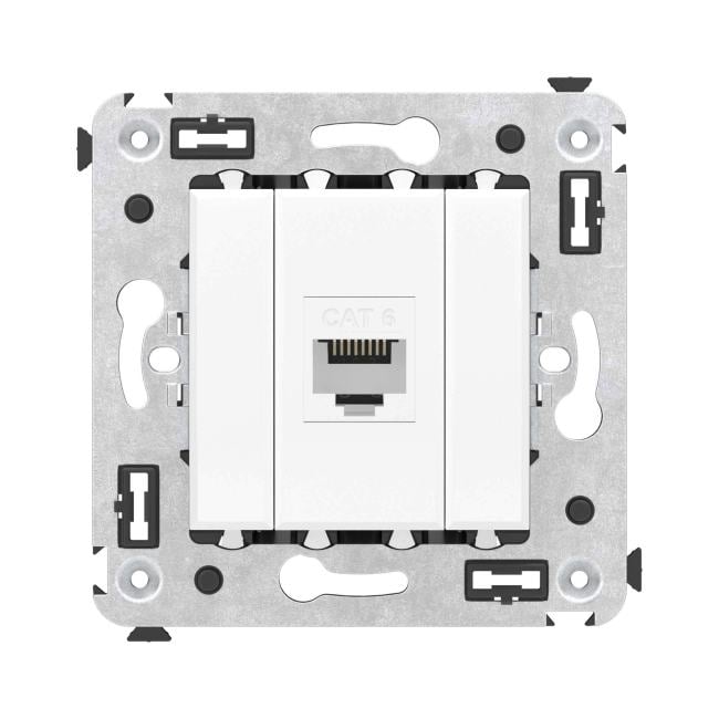 Розетка компьютерная DKC 4400693 RJ-45 без шторки в стену, кат.6 одинарная, "Белое облако", "Avanti"