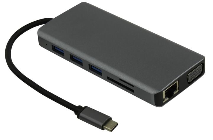 KS-is <KS-450> Кабель-адаптер USB-C -> HDMI(F)+VGA(F)+audio+LAN+CR+4xUSB3.0+USB-C port