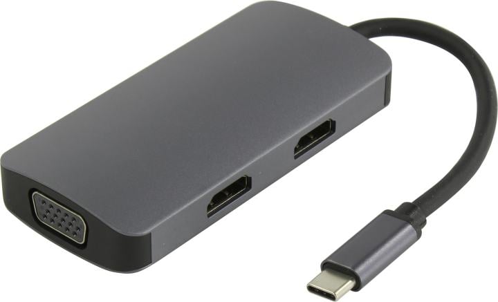 KS-is <KS-476> Кабель-адаптер USB-C -> 2xHDMI(F)+VGA(F)+USB3.0+USB-C port