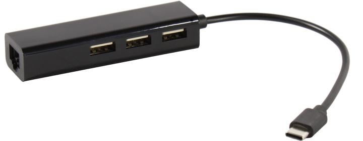 KS-is Сетевой адаптер USB KS-is KS-339B с хабом USB-Type C на 3 порта 2.0-RJ45 10/100 Мбит/сек